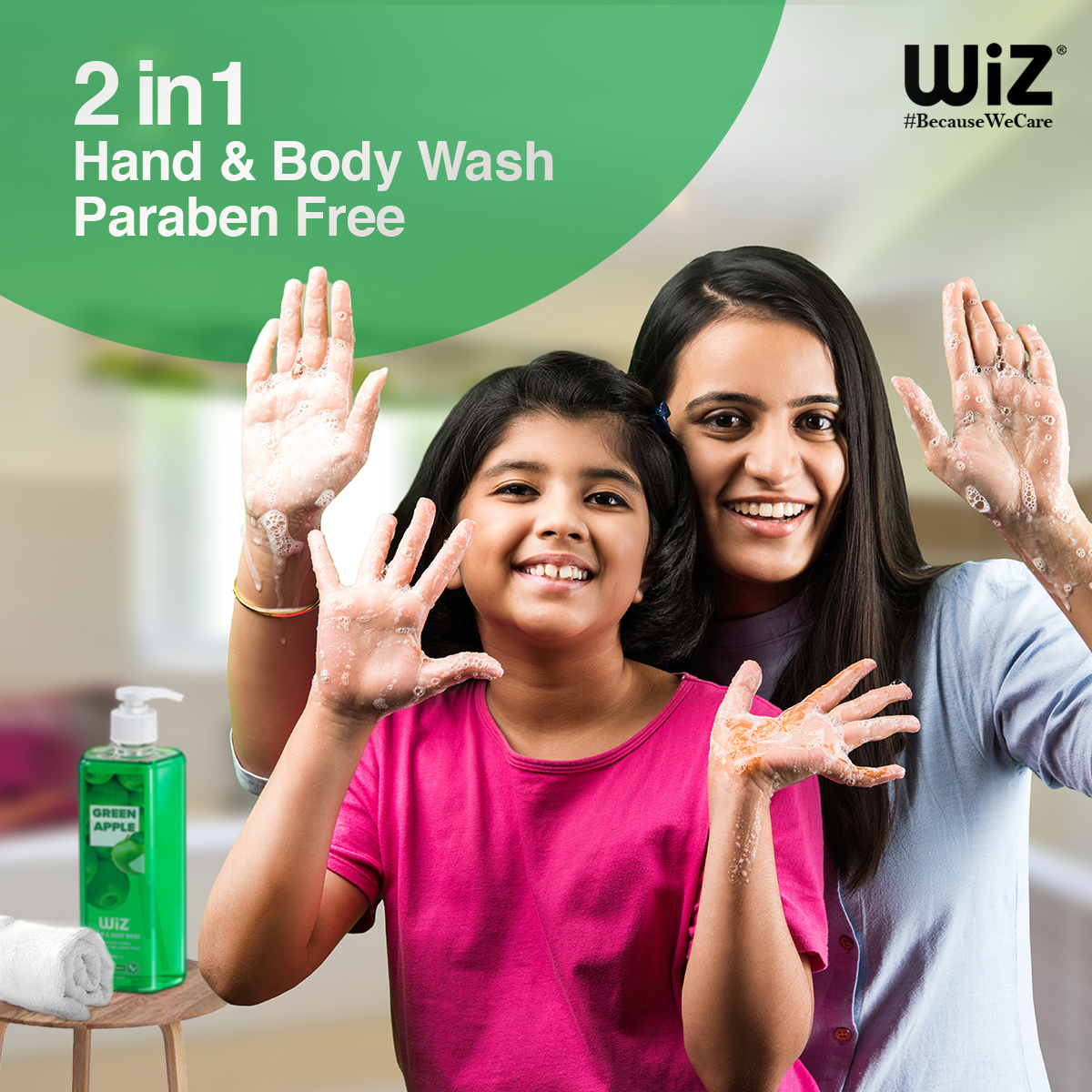 Wiz Hand & Body Wash - 900ml Plastic Dispenser Bottle | Rich Lather, Paraben Free, Refreshing Fragrance