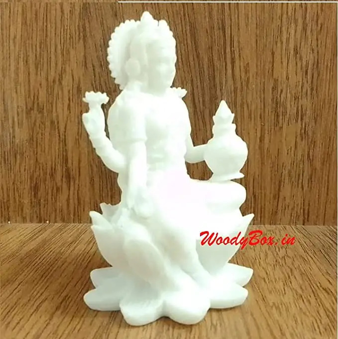White Cold Cast Resin Laxmi Maa Statue