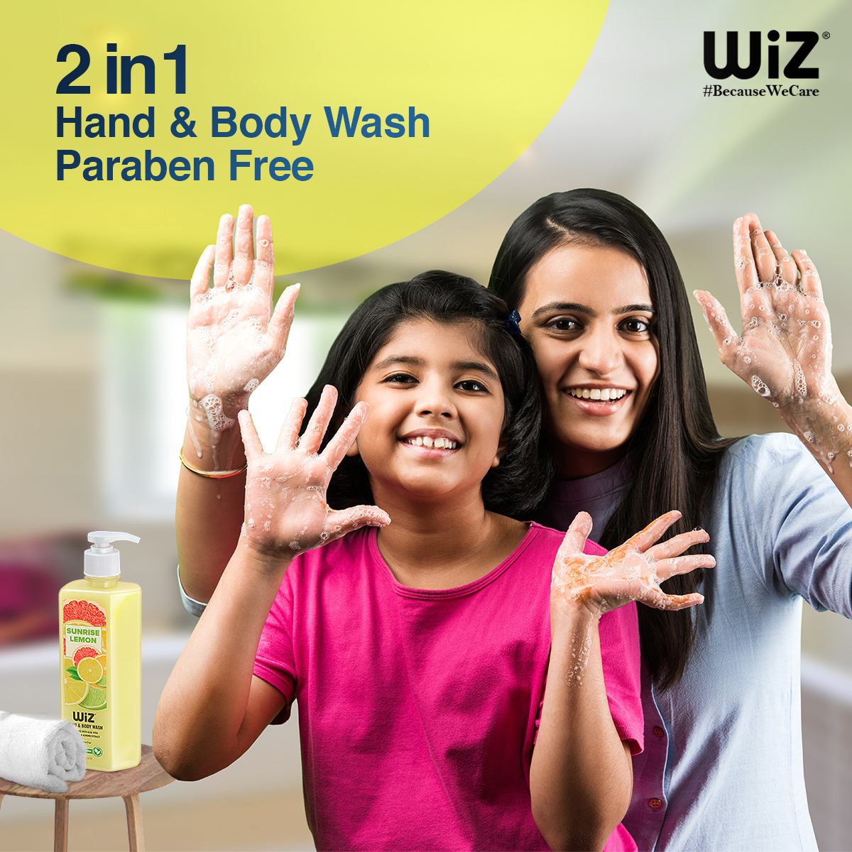 Wiz Hand & Body Wash - 450ml Bottle | Paraben-free, 2-in-1 Formula With Natural Ingredients, 9 Fresh Fragrance Options
