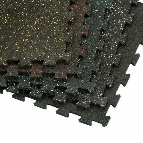 Gym Interlocking Rubber Floor Tiles - PVC, Various Sizes, Matte Black | Non-Slip, Polished Finish, Square Shape