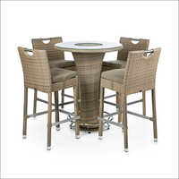 ब्राउन 4 सीटर विकर बार सेट