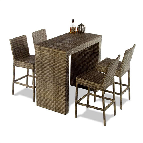 Brown 2 Seater Wicker Bar Set