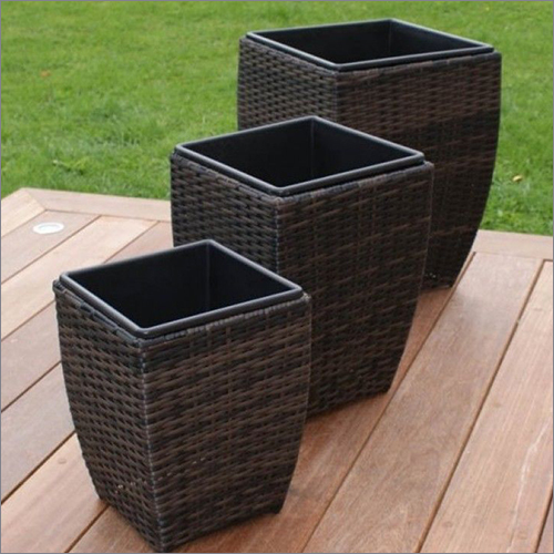 Tall Wicker Rattan Flower Pot Planter - Plastic, Tall Design, Grey Color | Durable For Indoor And Outdoor Gardening, Ideal For Gifts And Home Decor
