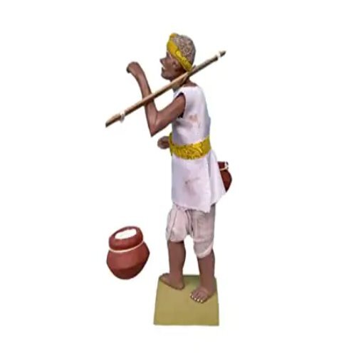 Indian Curd Seller Clay - Clay Material, 50x50x140 Mm, Brown | Hand-made Artisan Craft, Intricate Details, Collectible Decorative Piece