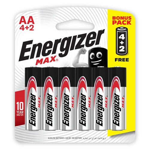 Energizer Max Alkaline AA Batteries - Pack of 6
