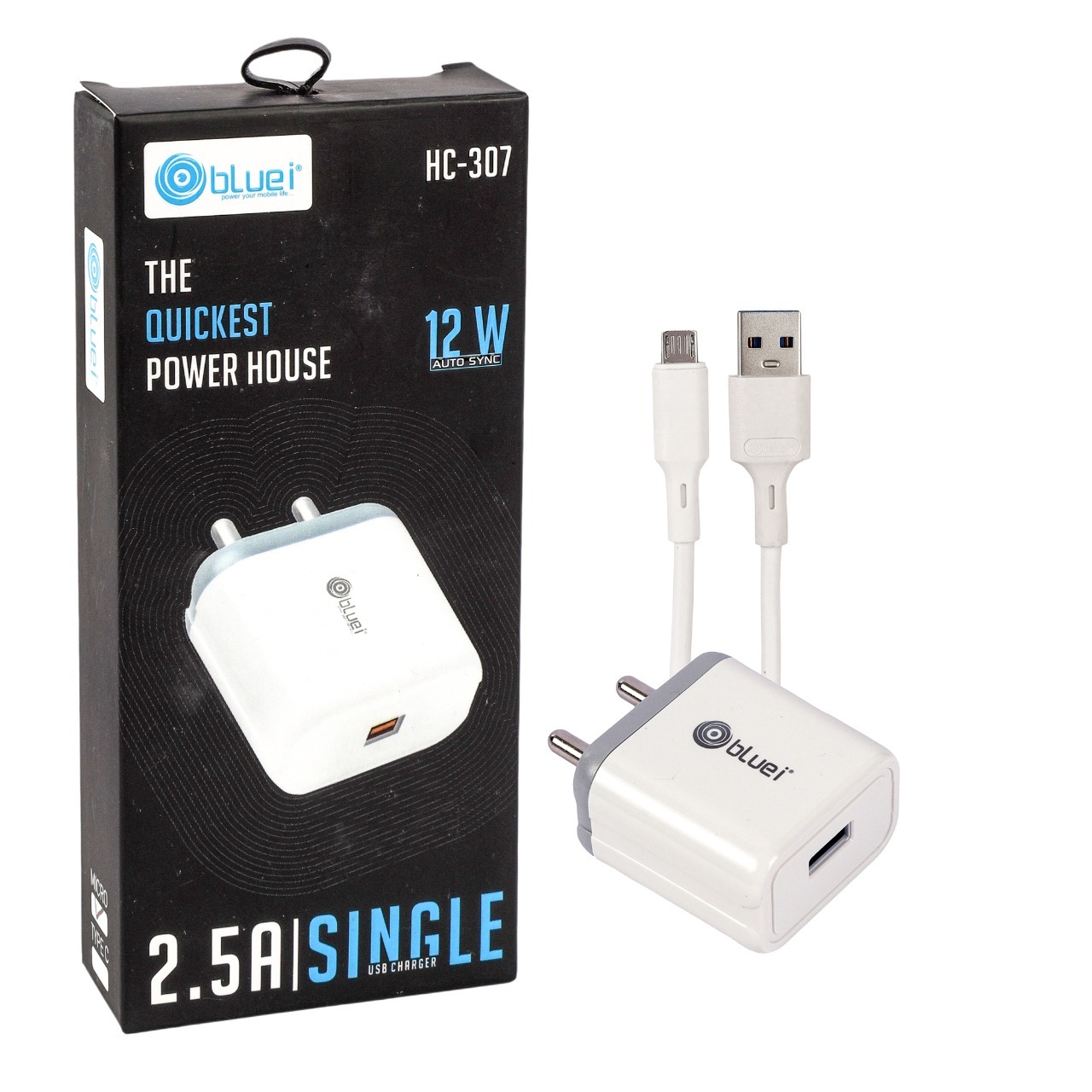 Bluei Single Usb 2.5a 12w Auto Sync Charger Hc-307 Dimension(l*w*h): 16.5*7.5*3 Centimeter (Cm)