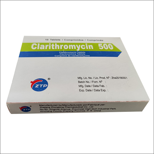 500mg Clarithromycin Tablets - Macrolide Antibiotic, Effective For Various Bacterial Infections | Suitable For All, Prevents Infections, Packaged 10 Tablets Per Box