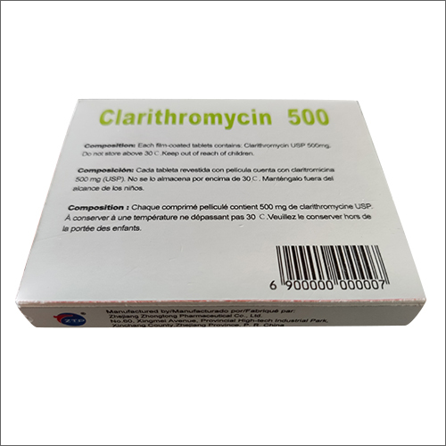 500mg Clarithromycin Tablets - Macrolide Antibiotic, Effective For Various Bacterial Infections | Suitable For All, Prevents Infections, Packaged 10 Tablets Per Box