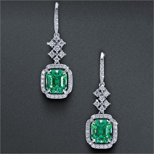 Hanging Green Emerald Doublet Earrings Excellent