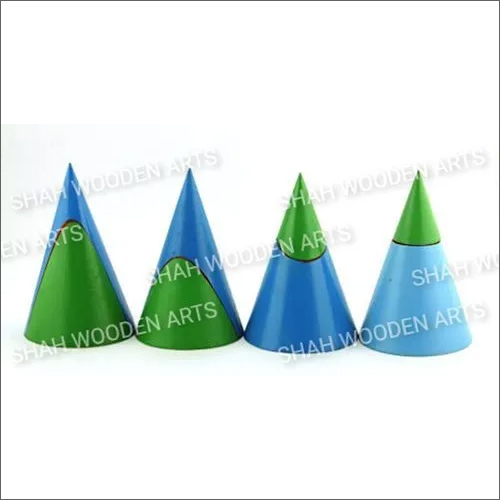 Wooden Conic Section - Wooden Material, 10X15cm Size, Blue-Green Color | Kids Educational Toy for Age Group 15+