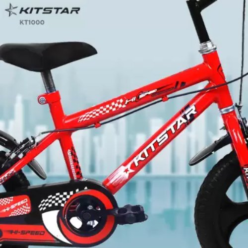 Kitstar Hispeed Kids Cycle - Steel Frame, 24 Inches Wheel Size, Red & Black | 18 Speed Transmission, Dual Suspension, Adjustable Pu Saddle, Mudguards