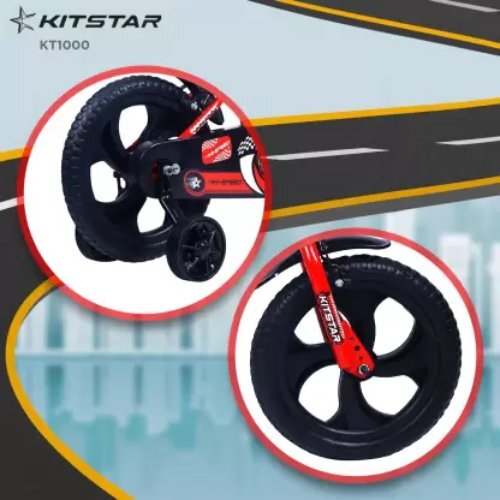 Kitstar Hispeed Kids Cycle - Steel Frame, 24 Inches Wheel Size, Red & Black | 18 Speed Transmission, Dual Suspension, Adjustable Pu Saddle, Mudguards