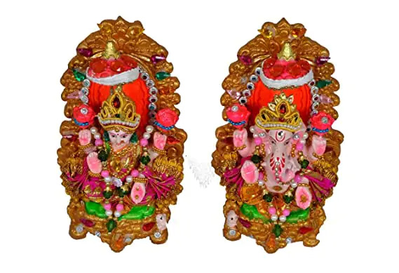 Multi Color Laxmi Ganesh Pair Idol