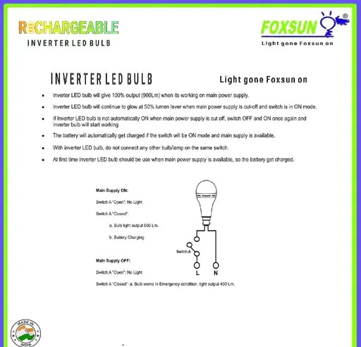 Sonic Charge Emergency Rechargeable Led Bulb