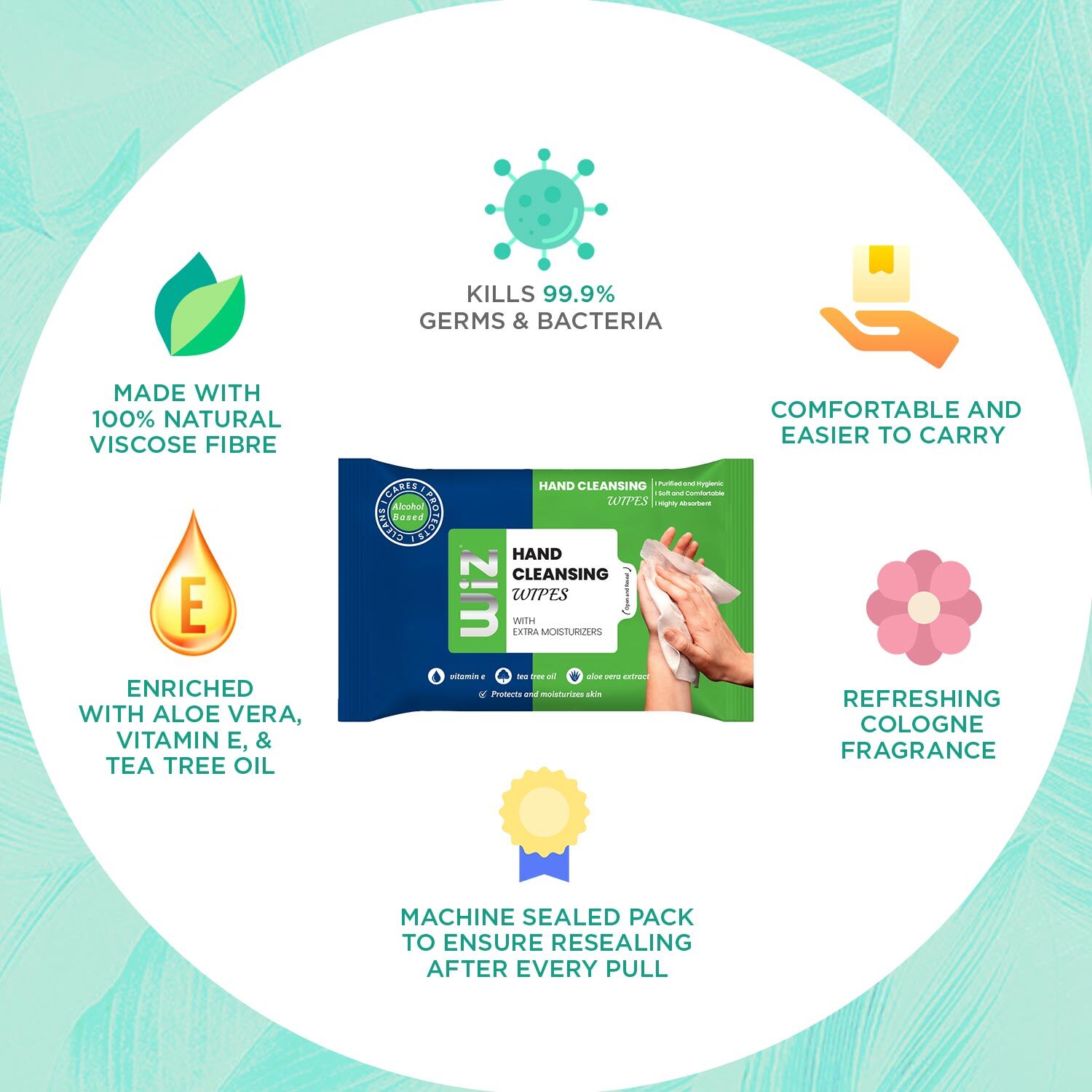 Kill Germs Wiz Hand Cleansing Sanitizing Wipes - 10pull