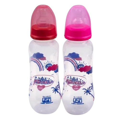 Silicone Nipple Feeding Bottle Set - 250ml Capacity, Plastic Material, Pink and Red Colors for Newly Borns