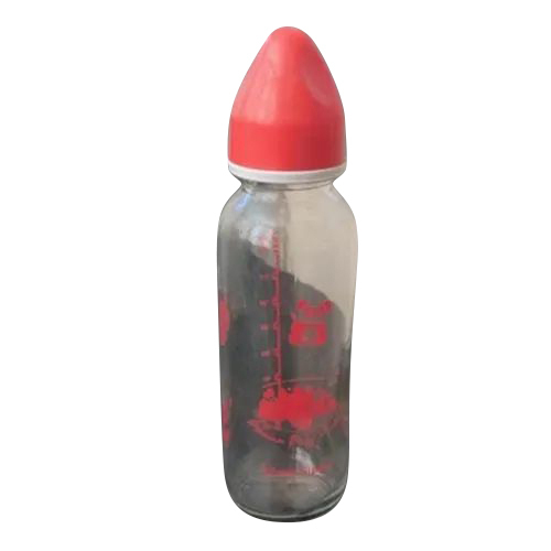 250ml Glass Sipper Feeding Bottle - Glass Material, 250ml Size, Red Color | Silicone Nipple, Plastic Cap, Ideal for 3-12 Months