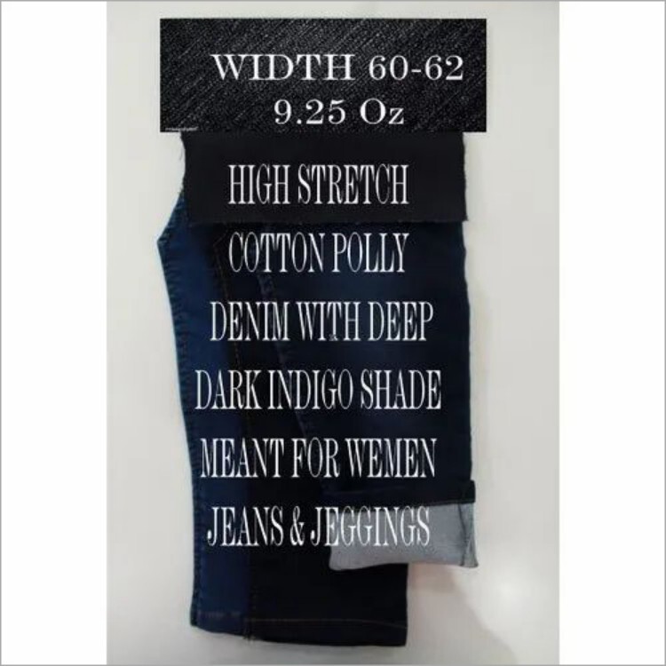 डार्क इंडिगो कॉटन पॉली डेनिम फैब्रिक