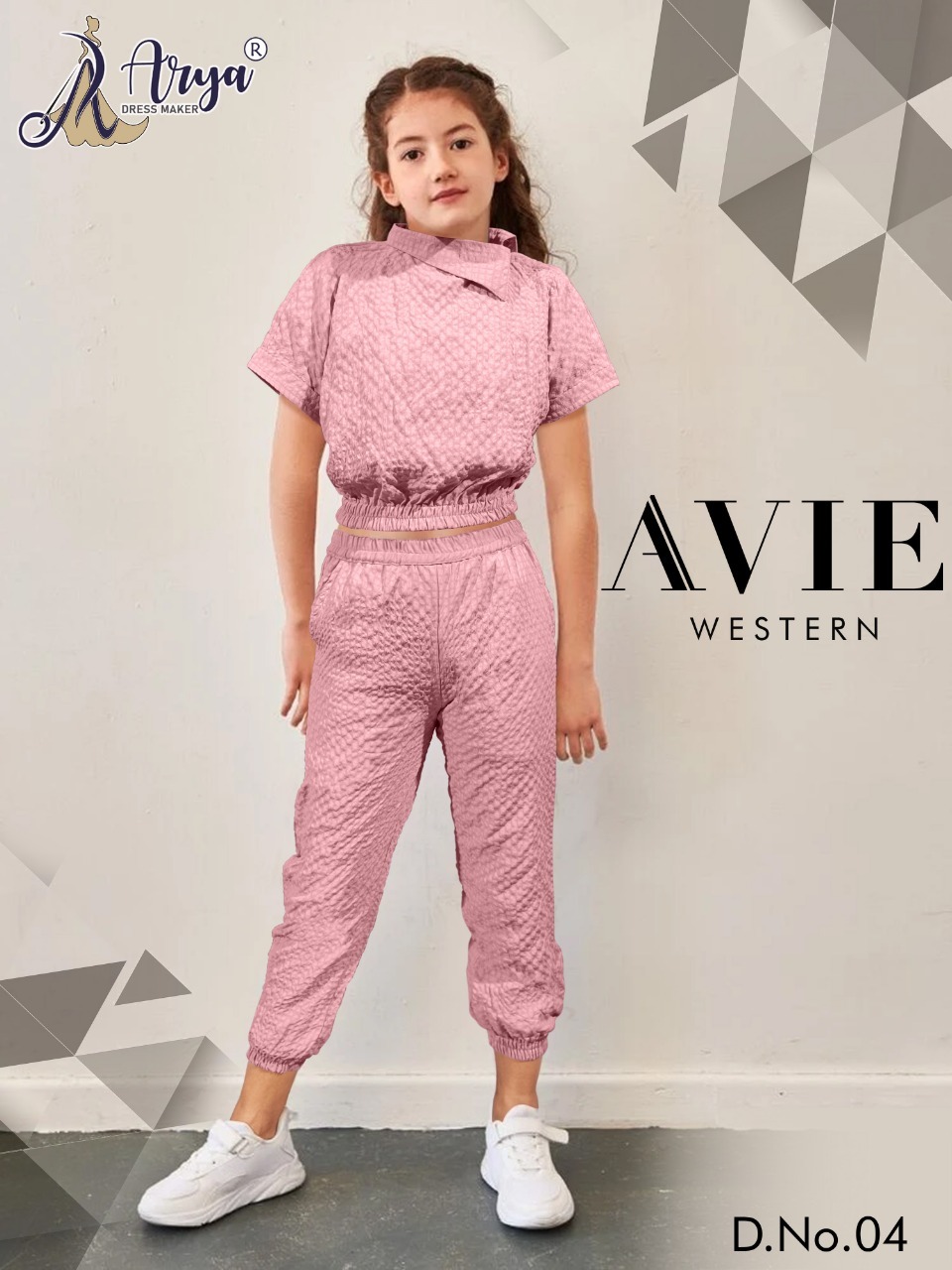 Children's Modern Top And Pant Set - Imported Crez Fabric, Size 5 To 12, Grey Color, Plain Pattern For Girls
