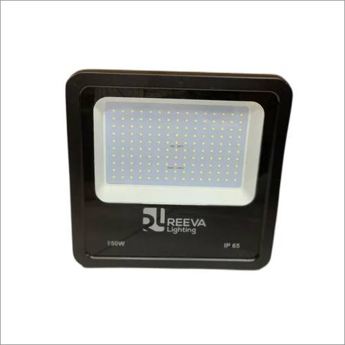 LED Flood Light - Aluminum Material, Standard Size, Square Shape - Black Finish, Pure White Light, 150W Power for Dam and River Applications