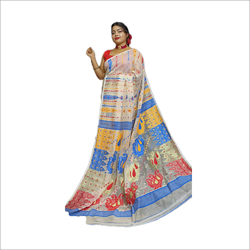 मल्टीकलर जामदानी कॉटन साड़ी