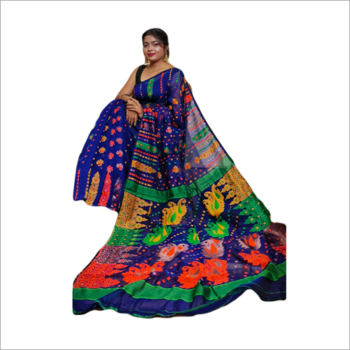 बहुरंगी शुद्ध जामदानी कॉटन साड़ी