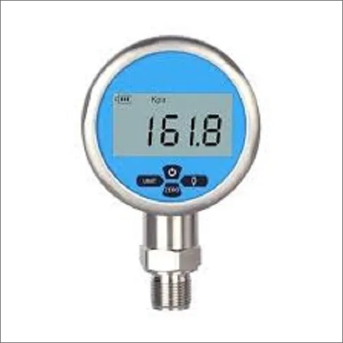 Digital Pressure Gauge - Silver Stainless Steel Build | Glass Dial, Grade A for Manufacturing Storage Processes