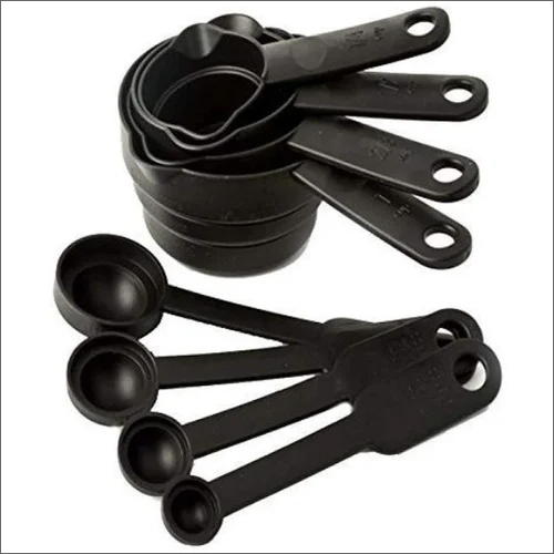 Measuring Spoon Set - Plastic Material, Multiple Sizes, Round Shape, Black Color | Ideal for Home and Hotel Use, Non-Toxic & Harmless Design