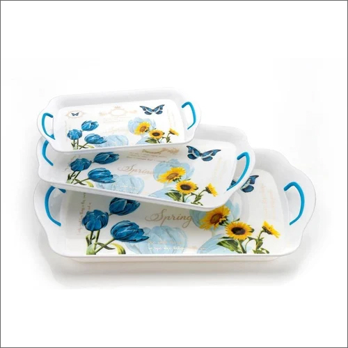 3 पीस हैंडमेड सर्विंग ट्रे सेट