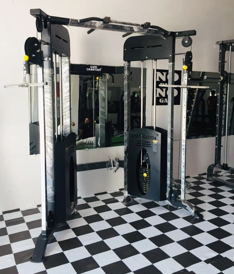 Functional Trainer Gym Machine - Pu Rexine Cover, 80kg Weight Capacity | Adjustable, Commercial Grade, 6mm Cable Thickness, 12 Gauge Tubing, 1-year Warranty