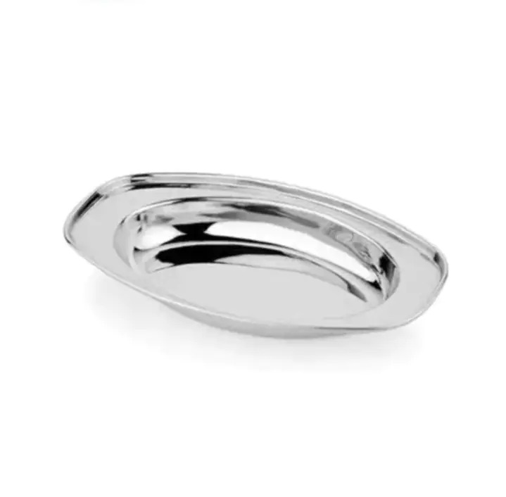 Oval Plate - Stainless Steel 21.6x12.7x3 Cm Silver Color Dishwasher Safe Eco-friendly Rust-proof Non-toxic Stackable Design Set Of 6