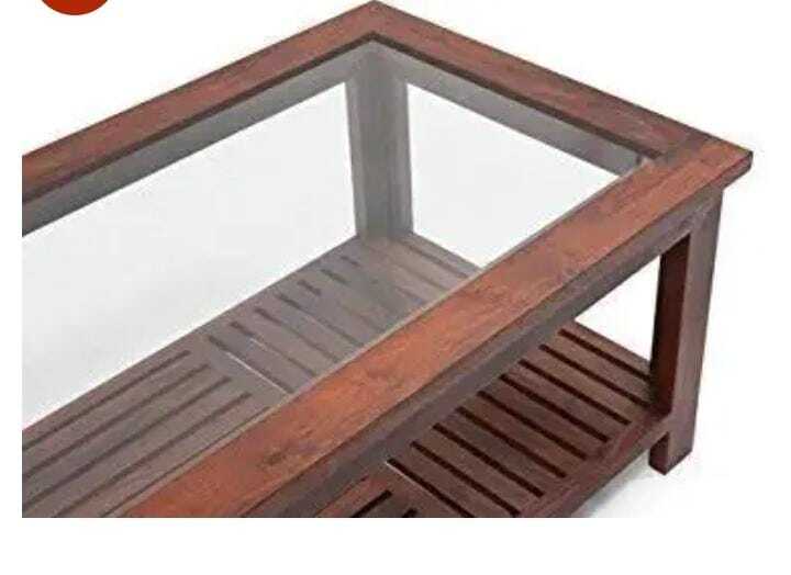 Wooden Coffee Table - Shesham, 115x60x45 Cm , Brown And Black Finish With Polished Surface, No Assembly Required For Indoor Living Room Use