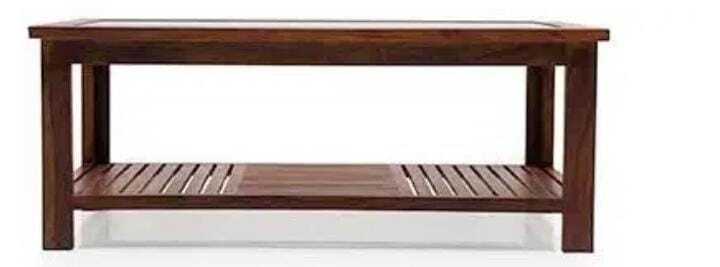 Wooden Coffee Table - Shesham, 115x60x45 Cm , Brown And Black Finish With Polished Surface, No Assembly Required For Indoor Living Room Use