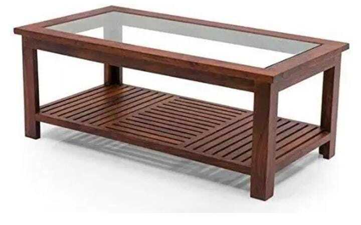 Wooden Coffee Table - Shesham, 115x60x45 Cm , Brown And Black Finish With Polished Surface, No Assembly Required For Indoor Living Room Use