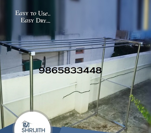 मधुकरी तमिलनाडु में सिल्वर बालकनी क्लॉथ ड्राईिंग हैंगर