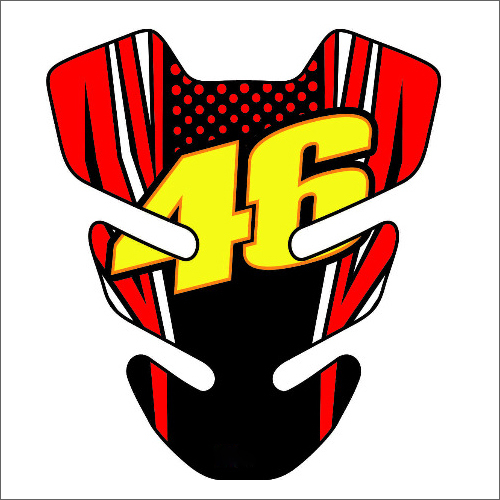 46 Number Bike Tank Pad Sticker - Epoxy Material, Customizable Shape, Red Color | Adhesive Sticker for Attractive Bike Labeling
