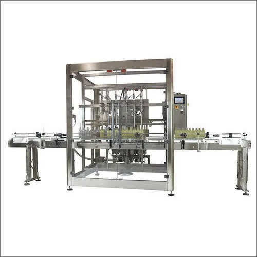 Industrial Bottle Filling Machine - Metal, Hydraulic and Electric Drive Types, Black and Blue | High Performance, Simple Control, ECO Friendly, Automatic, High Efficiency