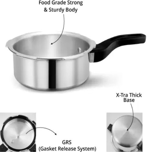 Silver Induction Bottom Pressure Cooker