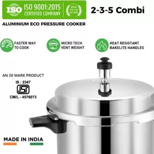 Silver Induction Bottom Pressure Cooker