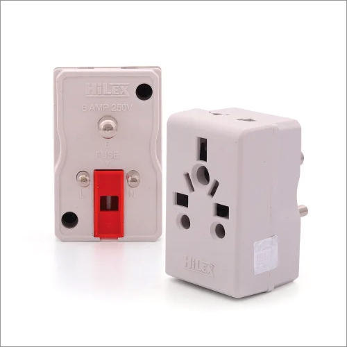 3 Pin Multi Electrical Conversion Plug - White, 6 AMP Current Rating, 250 V Voltage | Commercial Application, IP54 Protection Level, Warranty Included