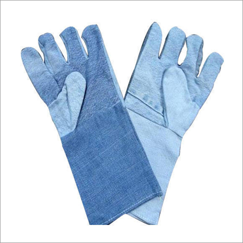 Blue Cotton Jeans Hand Gloves