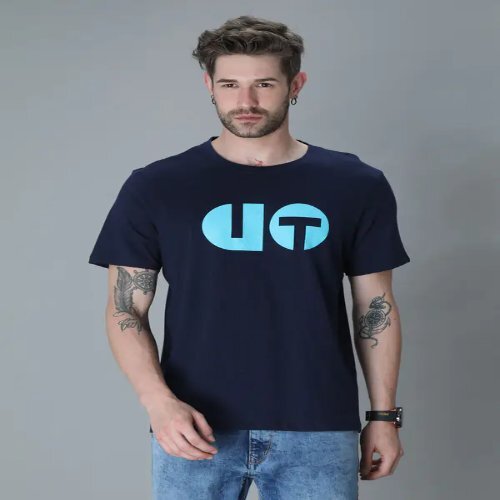 Printed Half Sleeve T-shirt - 100% Premium Cotton Regular Fit | Casual Stylish Look In Dark Grey Maroon Dark Blue