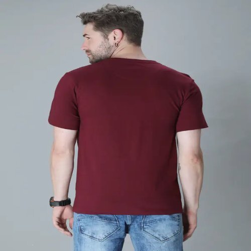 Printed Half Sleeve T-shirt - 100% Premium Cotton Regular Fit | Casual Stylish Look In Dark Grey Maroon Dark Blue