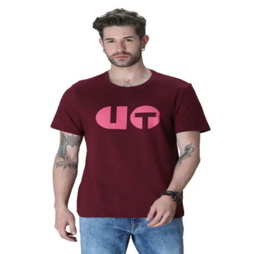 Printed Half Sleeve T-shirt - 100% Premium Cotton Regular Fit | Casual Stylish Look In Dark Grey Maroon Dark Blue