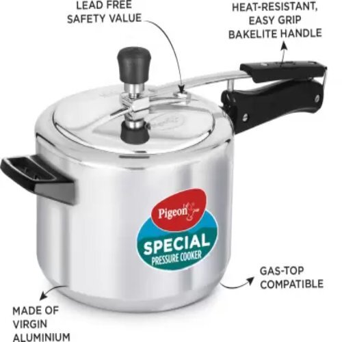 Pressure Cooker - Aluminium Alloy, 2l, 3l, 5l Capacity | Ergonomic Handle, Durable Design, Silver Finish