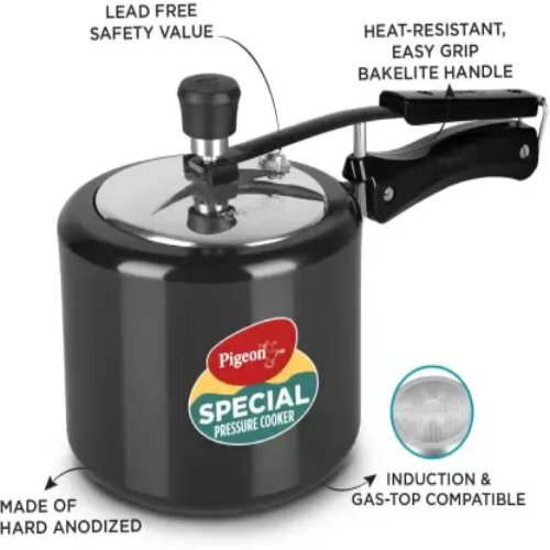 Black Induction Bottom Pressure Cooker
