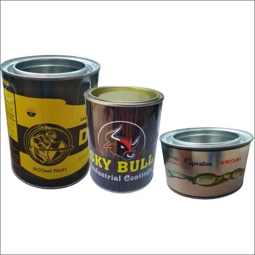 Printed Round Tin Container - Tinplate, 110x240mm, Multicolor | Corrosion Resistant, 4l Capacity For Paints And Chemicals