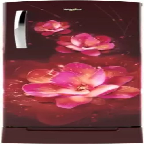 बेस ड्रॉअर के साथ मैरून सिंगल डोर रेफ्रिजरेटर