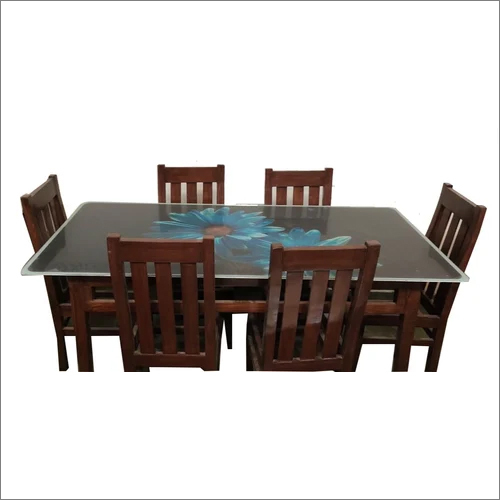 Wooden Dining Table Set - Solid Wood, Painted Brown Finish | Eco-Friendly, Durable Indoor Furniture