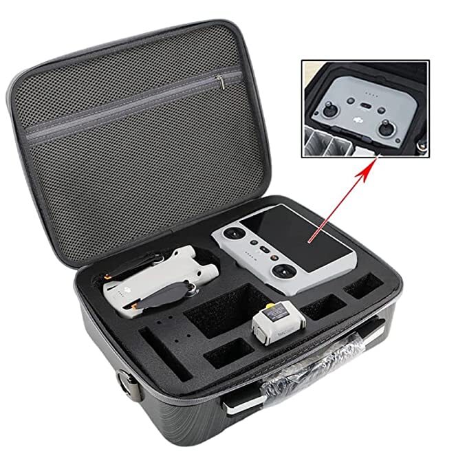 Black Carrying Case Bag For Dji Mini 3 Pro Protective Shoulder Cum Hand Carry Travel Bag (Hard Case With Shoulder Strap(grey))